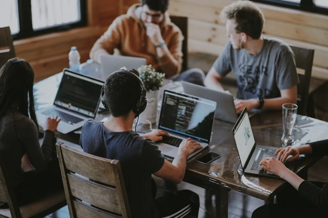 Team collaborating on a digital project